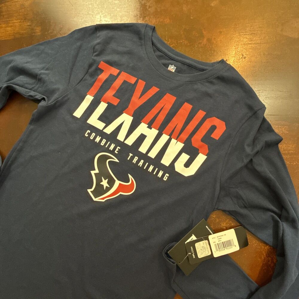 Houston Texans NFL Team Apparel Long Sleeve Blue Shirt Mens small Sportswear